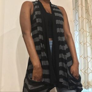 Black & Grey Striped Cardigan